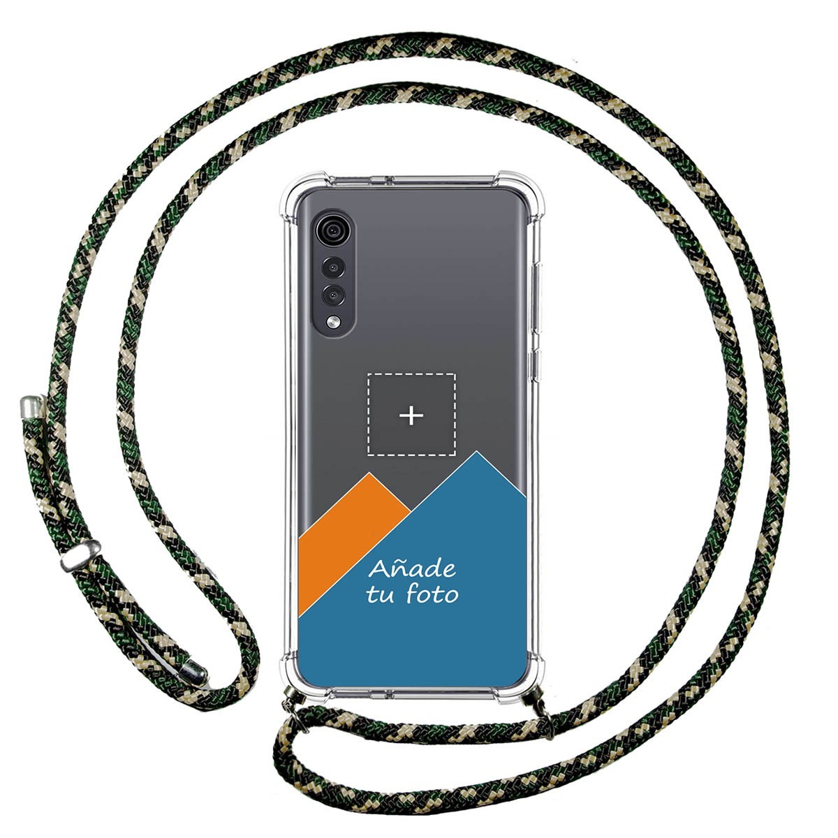 Personaliza tu Funda Colgante Transparente para Lg Velvet 5G con Cordon Verde / Dorado Dibujo Personalizada