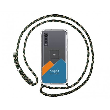 Personaliza tu Funda Colgante Transparente para Lg Velvet 5G con Cordon Verde / Dorado Dibujo Personalizada