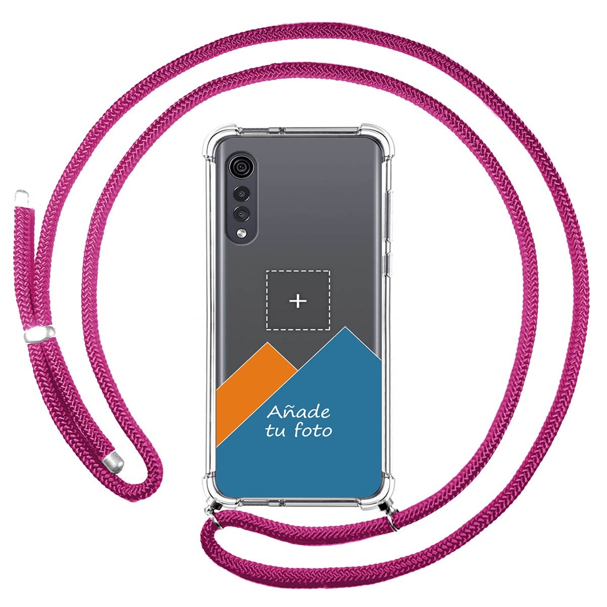 Personaliza tu Funda Colgante Transparente para Lg Velvet 5G con Cordon Rosa Fucsia Dibujo Personalizada