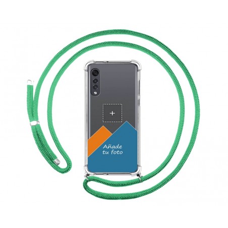 Personaliza tu Funda Colgante Transparente para Lg Velvet 5G con Cordon Verde Agua Dibujo Personalizada