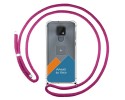 Personaliza tu Funda Colgante Transparente para Motorola Moto E7 con Cordon Rosa Fucsia Dibujo Personalizada