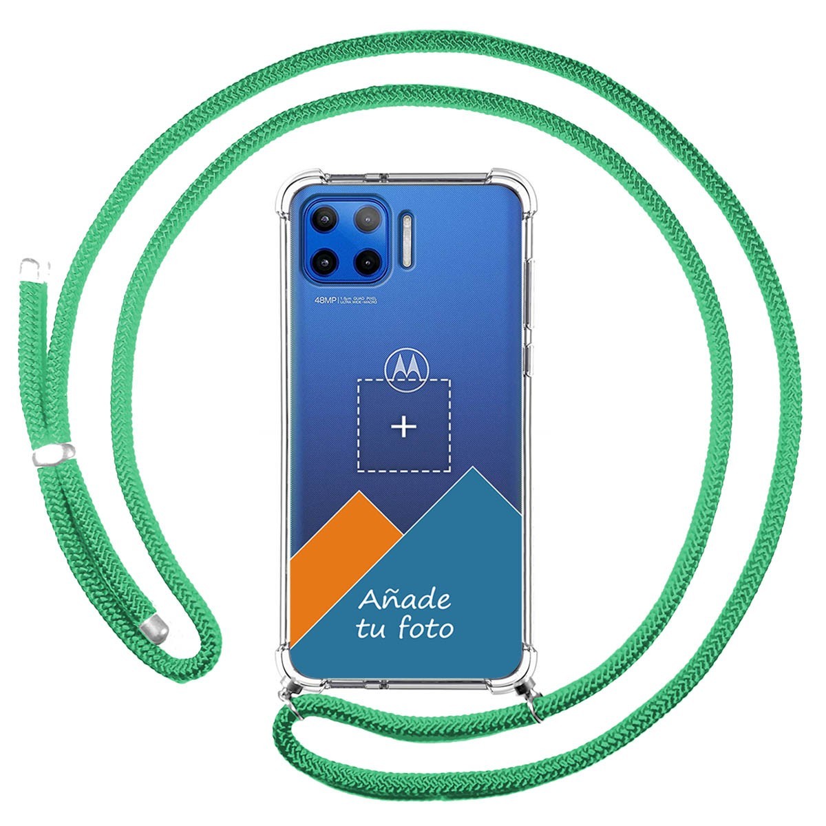 Personaliza tu Funda Colgante Transparente para Motorola Moto G 5G Plus con Cordon Verde Agua Dibujo Personalizada
