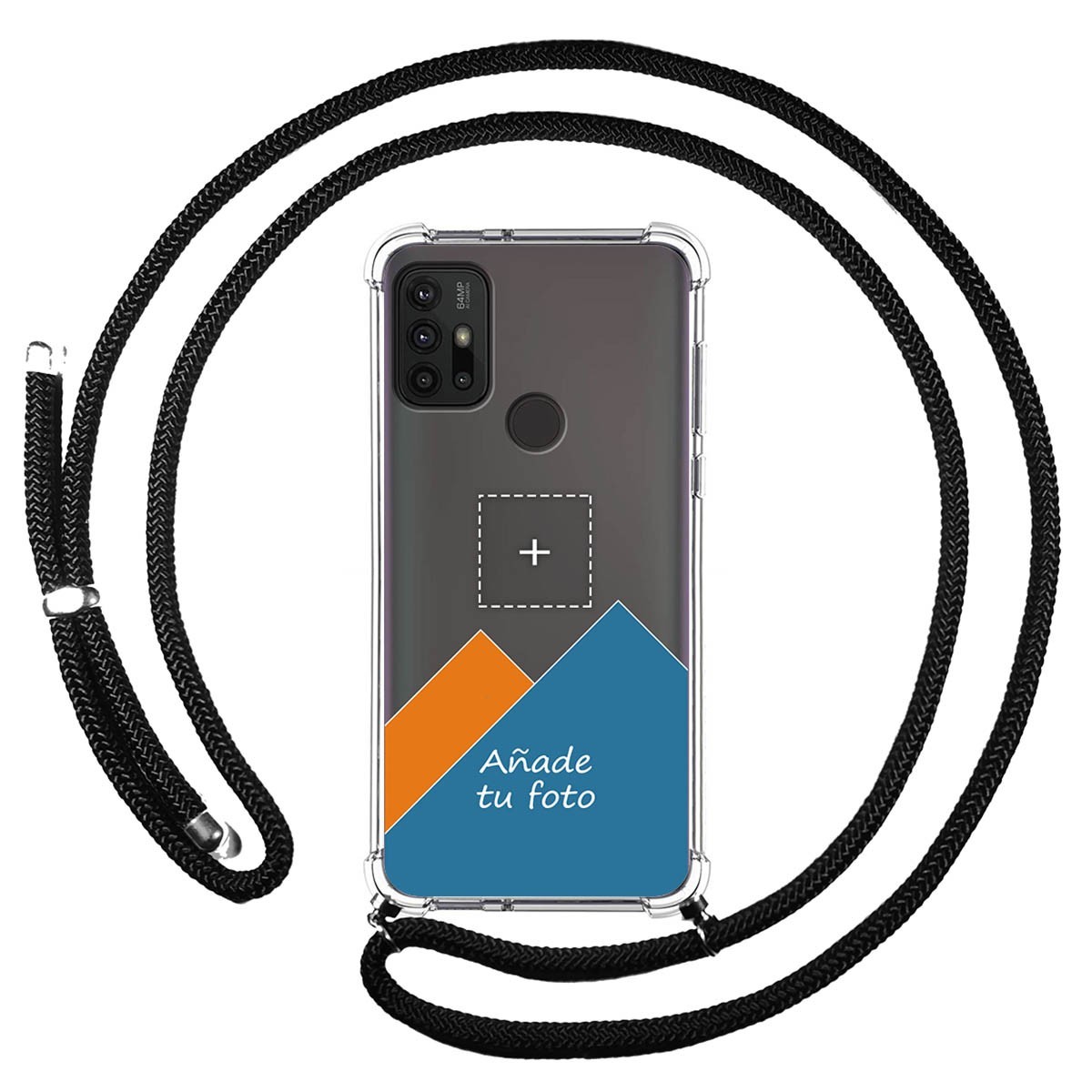 Personaliza tu Funda Colgante Transparente para Motorola Moto G10 / G20 / G30 con Cordon Negro Dibujo Personalizada