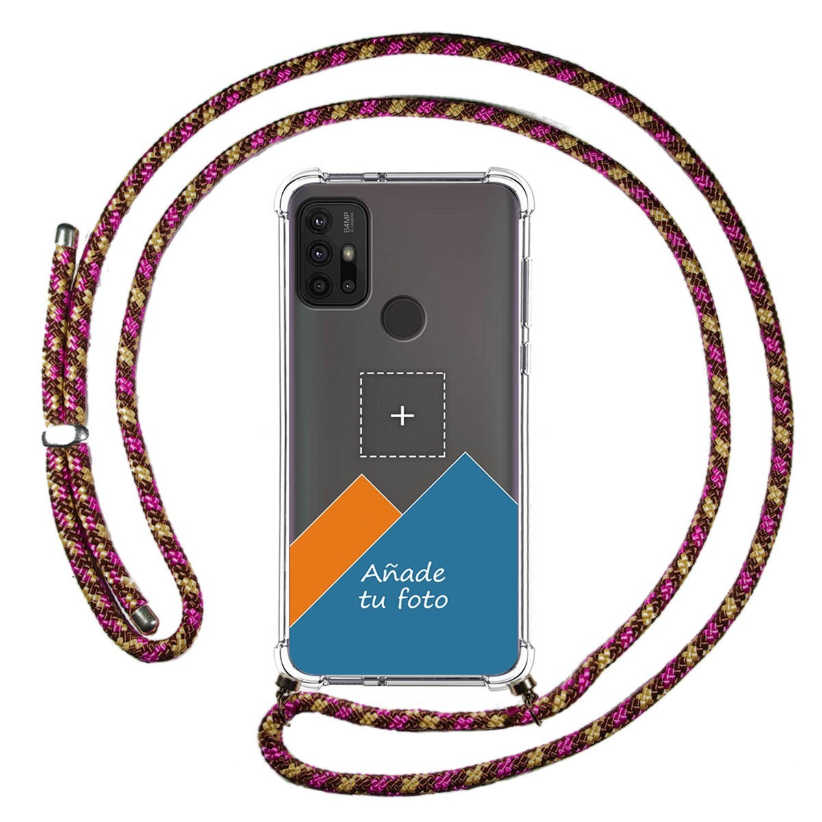 Personaliza tu Funda Colgante Transparente para Motorola Moto G10 / G20 / G30 con Cordon Rosa / Dorado Dibujo Personalizada