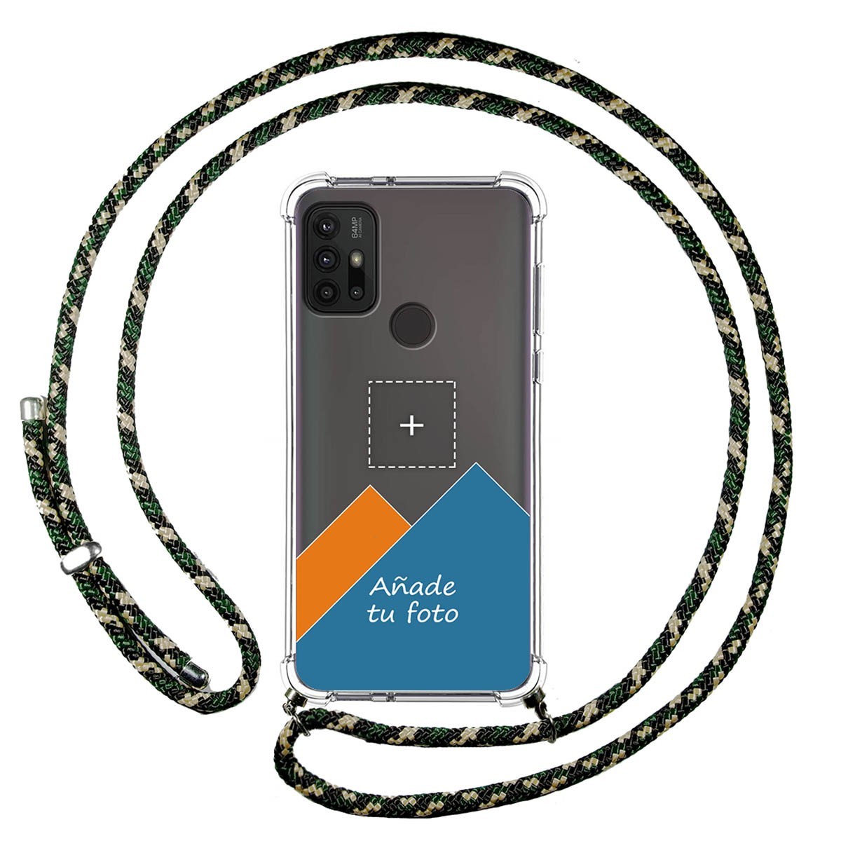 Personaliza tu Funda Colgante Transparente para Motorola Moto G10 / G20 / G30 con Cordon Verde / Dorado Dibujo Personalizada