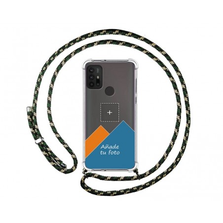 Personaliza tu Funda Colgante Transparente para Motorola Moto G10 / G20 / G30 con Cordon Verde / Dorado Dibujo Personalizada