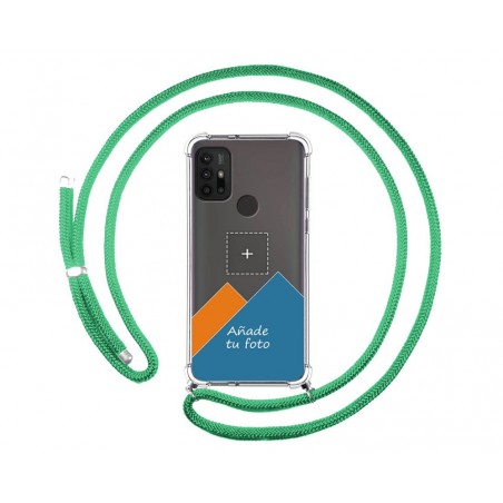 Personaliza tu Funda Colgante Transparente para Motorola Moto G10 / G20 / G30 con Cordon Verde Agua Dibujo Personalizada