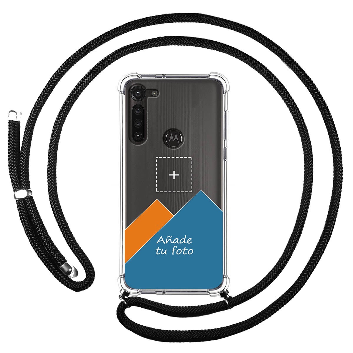 Personaliza tu Funda Colgante Transparente para Motorola Moto G8 Power con Cordon Negro Dibujo Personalizada
