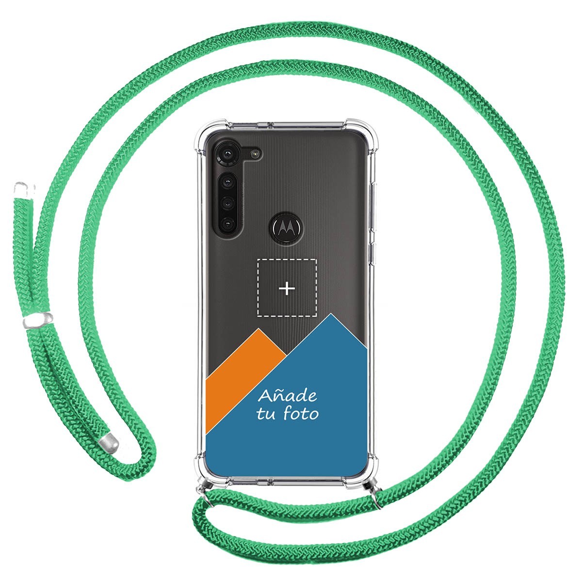 Personaliza tu Funda Colgante Transparente para Motorola Moto G8 Power con Cordon Verde Agua Dibujo Personalizada