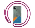 Personaliza tu Funda Colgante Transparente para Motorola Moto G9 Power con Cordon Rosa Fucsia Dibujo Personalizada