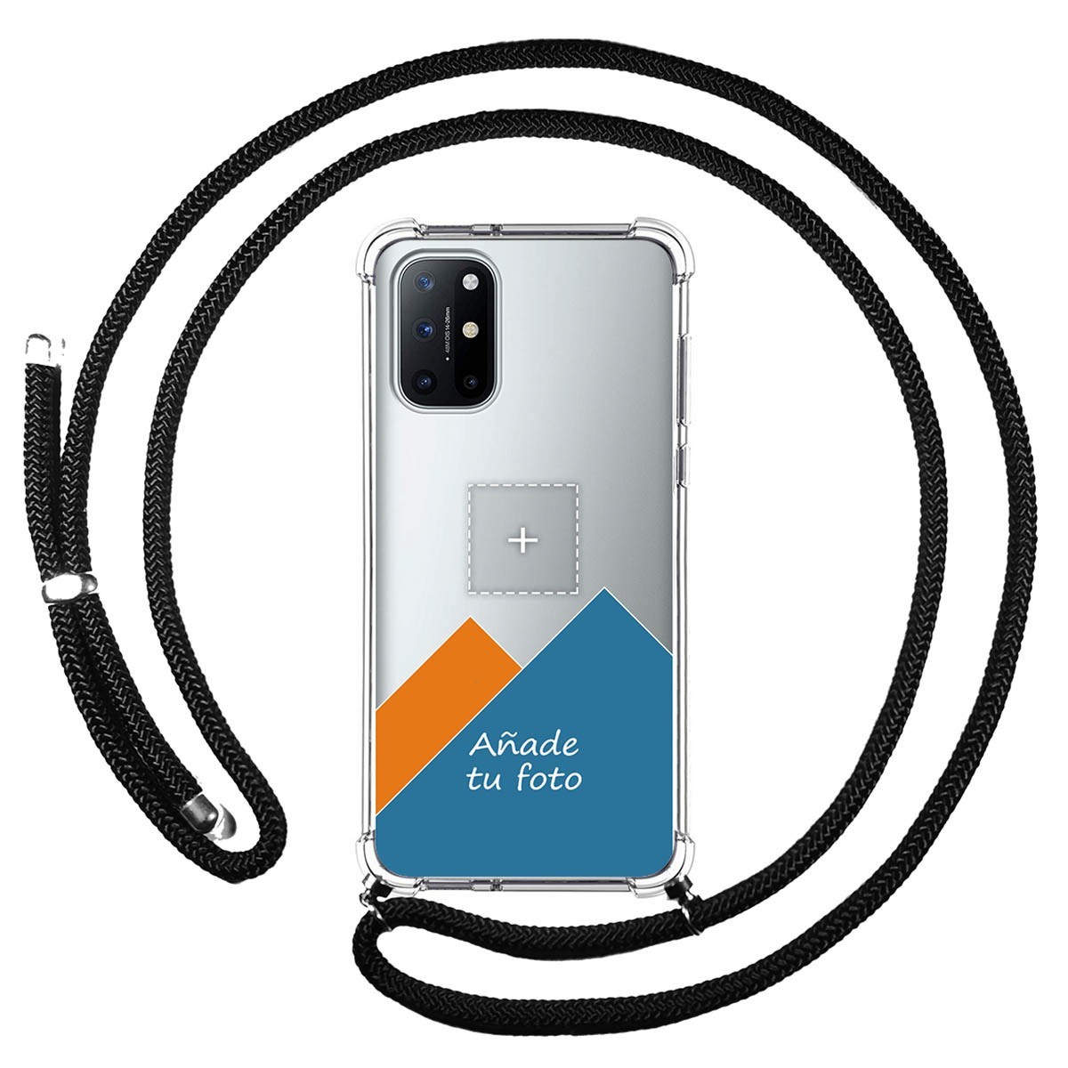 Personaliza tu Funda Colgante Transparente para OnePlus 8T 5G con Cordon Negro Dibujo Personalizada