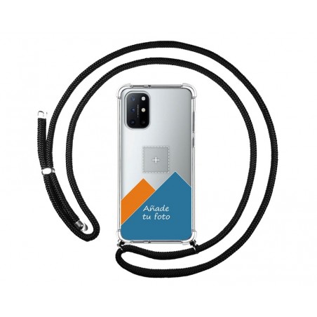 Personaliza tu Funda Colgante Transparente para OnePlus 8T 5G con Cordon Negro Dibujo Personalizada