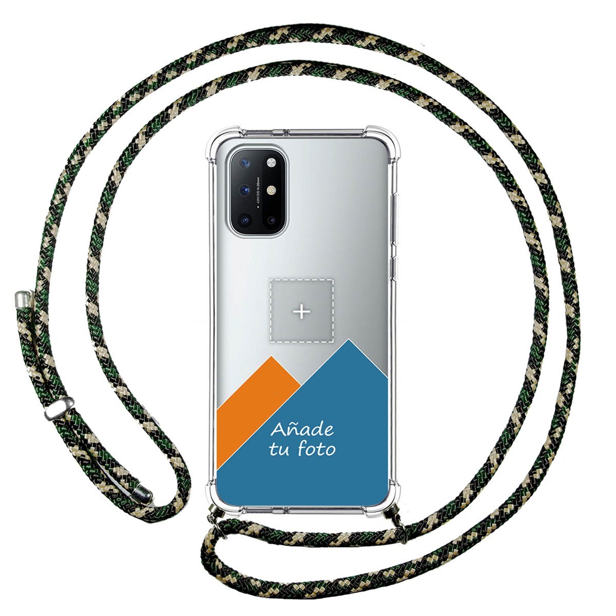 Personaliza tu Funda Colgante Transparente para OnePlus 8T 5G con Cordon Verde / Dorado Dibujo Personalizada