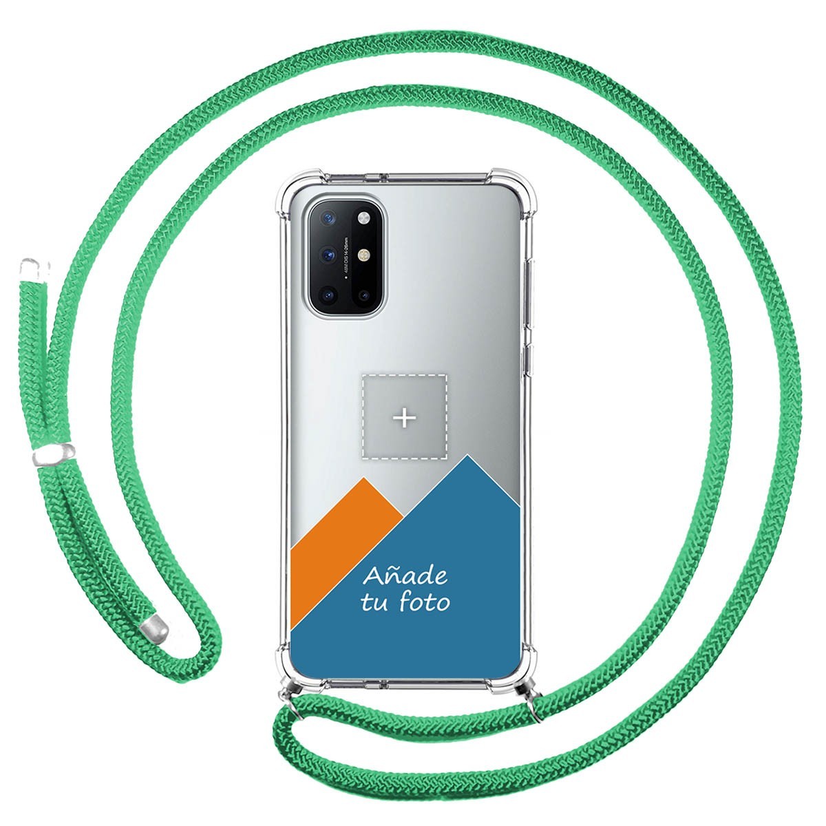 Personaliza tu Funda Colgante Transparente para OnePlus 8T 5G con Cordon Verde Agua Dibujo Personalizada