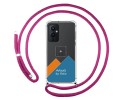 Personaliza tu Funda Colgante Transparente para OnePlus 9 5G con Cordon Rosa Fucsia Dibujo Personalizada