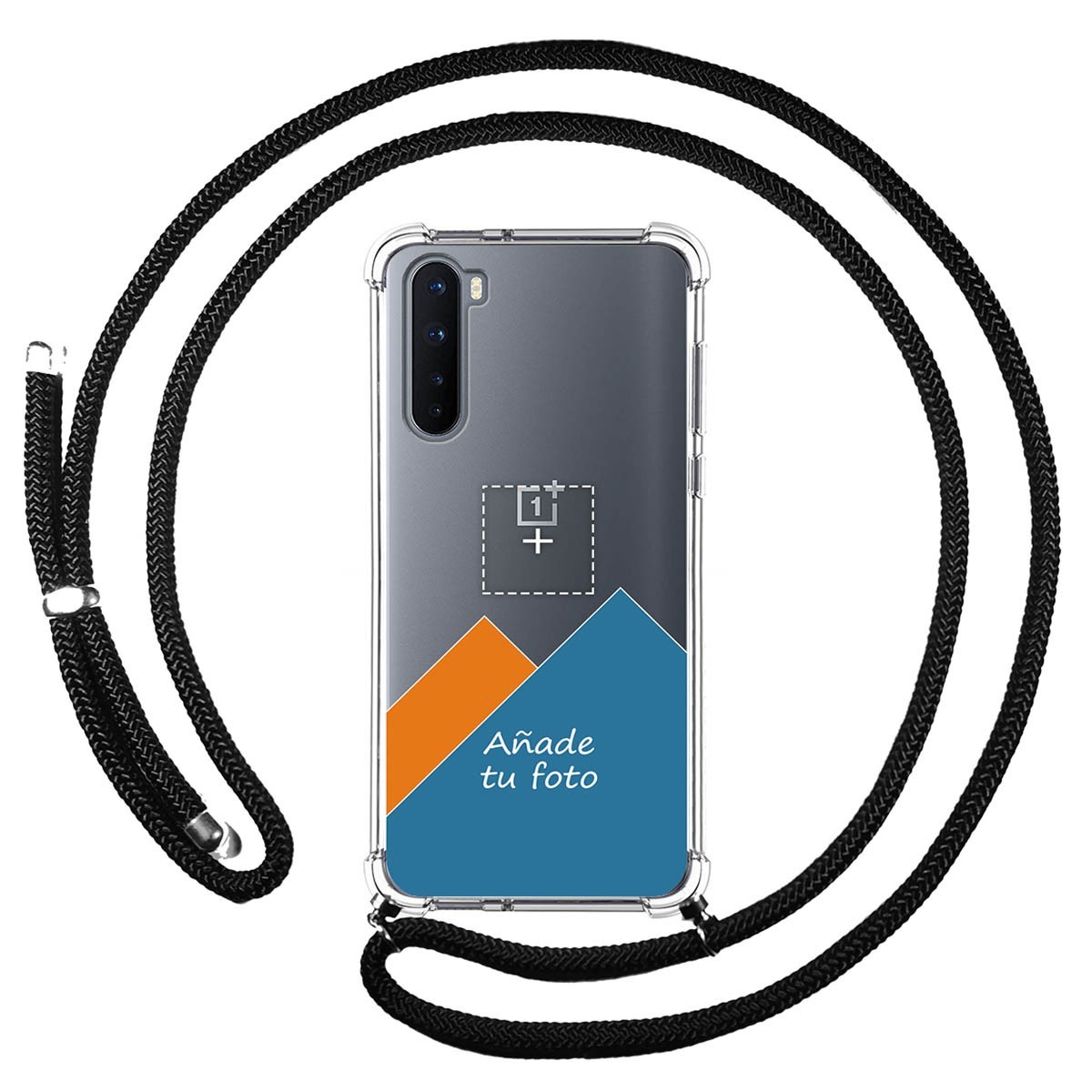 Personaliza tu Funda Colgante Transparente para OnePlus Nord con Cordon Negro Dibujo Personalizada