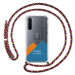Personaliza tu Funda Colgante Transparente para OnePlus Nord con Cordon Rosa / Dorado Dibujo Personalizada