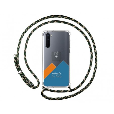 Personaliza tu Funda Colgante Transparente para OnePlus Nord con Cordon Verde / Dorado Dibujo Personalizada