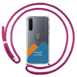 Personaliza tu Funda Colgante Transparente para OnePlus Nord con Cordon Rosa Fucsia Dibujo Personalizada