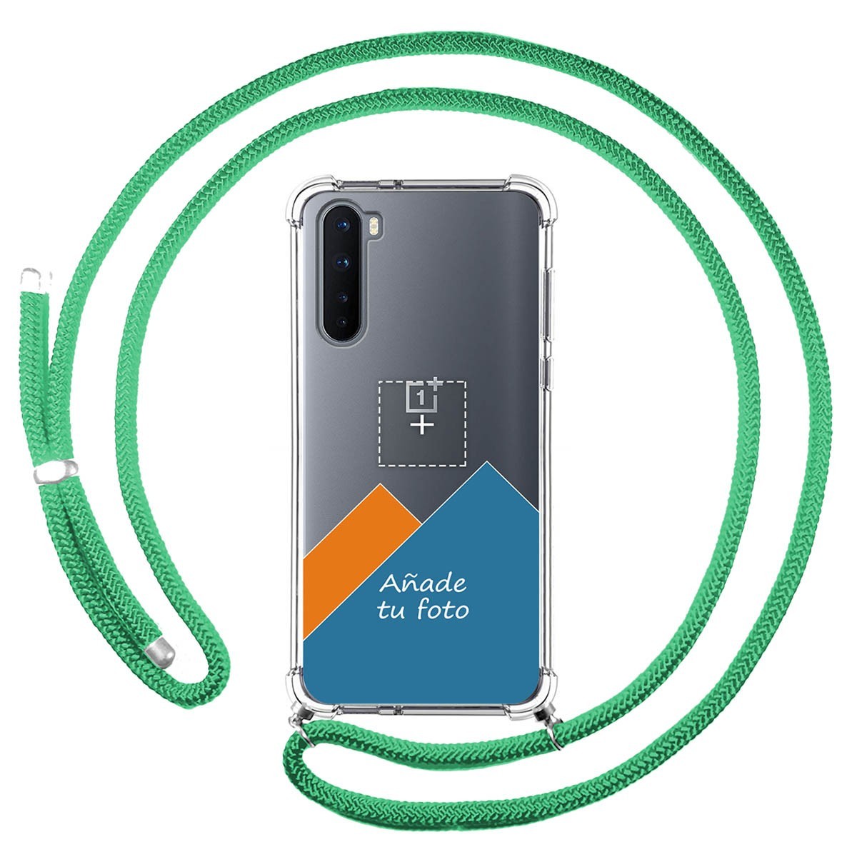 Personaliza tu Funda Colgante Transparente para OnePlus Nord con Cordon Verde Agua Dibujo Personalizada
