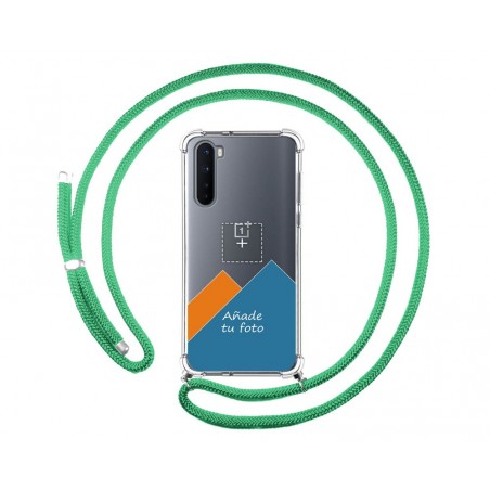 Personaliza tu Funda Colgante Transparente para OnePlus Nord con Cordon Verde Agua Dibujo Personalizada