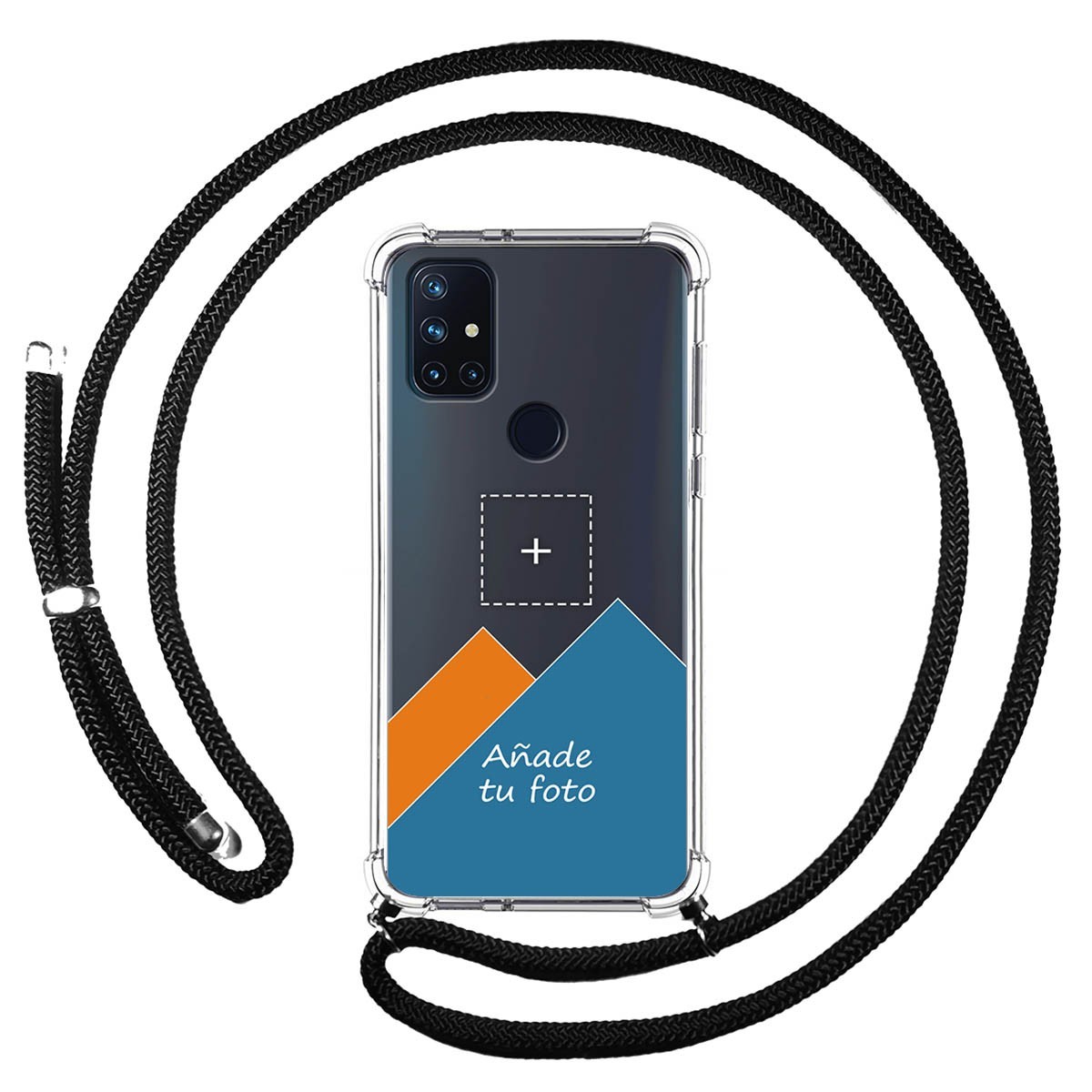 Personaliza tu Funda Colgante Transparente para OnePlus Nord N10 5G con Cordon Negro Dibujo Personalizada