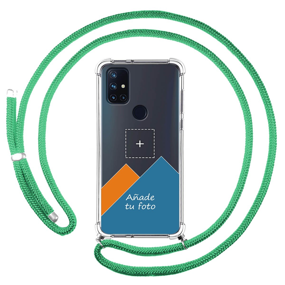 Personaliza tu Funda Colgante Transparente para OnePlus Nord N10 5G con Cordon Verde Agua Dibujo Personalizada