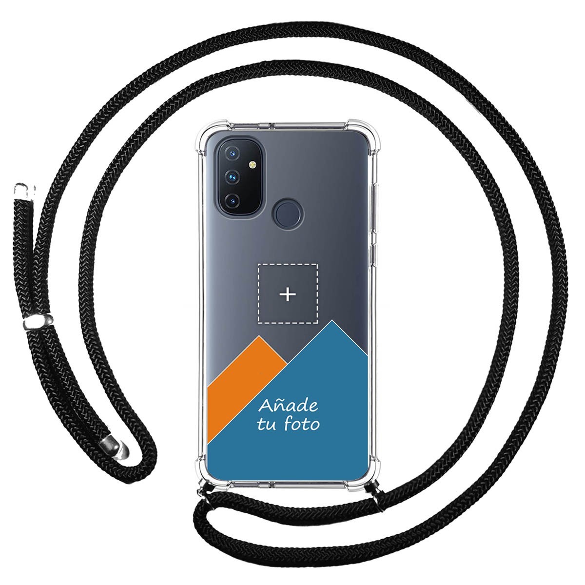 Personaliza tu Funda Colgante Transparente para OnePlus Nord N100 con Cordon Negro Dibujo Personalizada