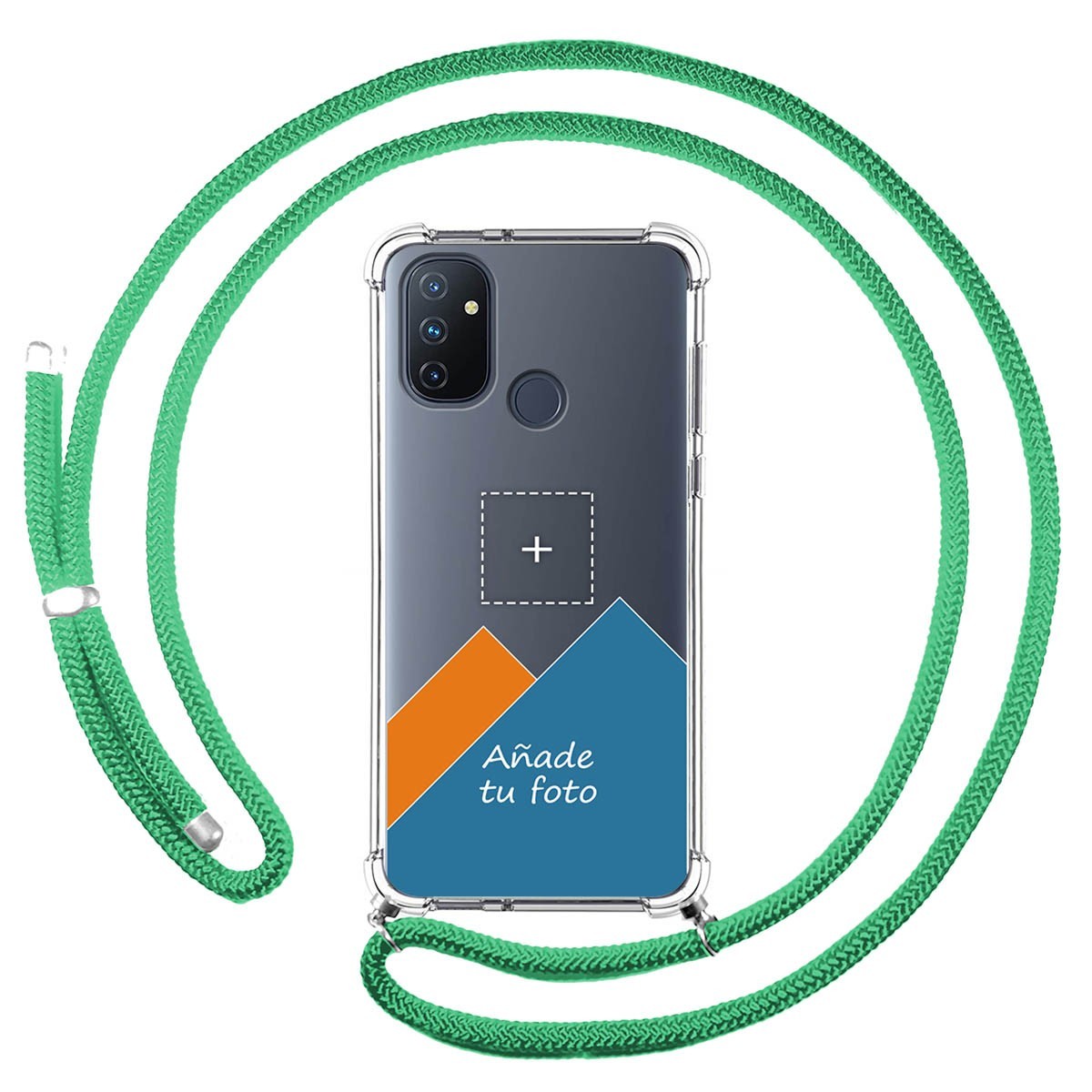 Personaliza tu Funda Colgante Transparente para OnePlus Nord N100 con Cordon Verde Agua Dibujo Personalizada