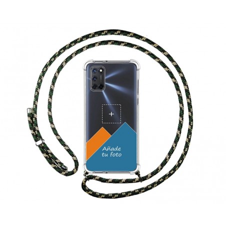 Personaliza tu Funda Colgante Transparente para Oppo A52 / A72 con Cordon Verde / Dorado Dibujo Personalizada