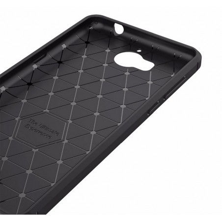 Funda Gel Tpu Tipo Carbon Negra para Huawei Y6 2017