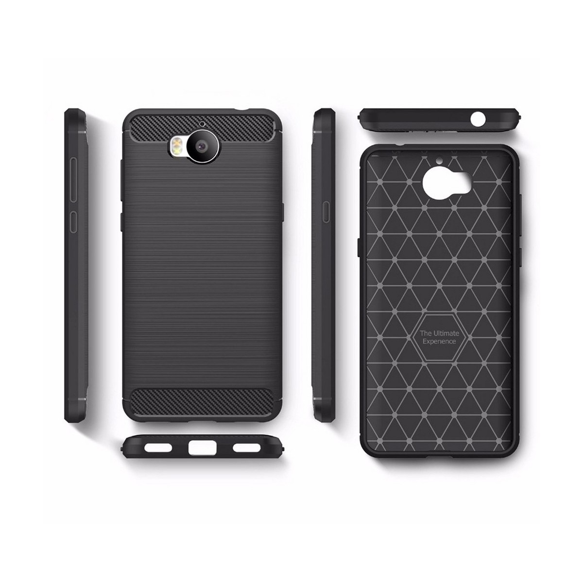 Funda Gel Tpu Tipo Carbon Negra para Huawei Y6 2017