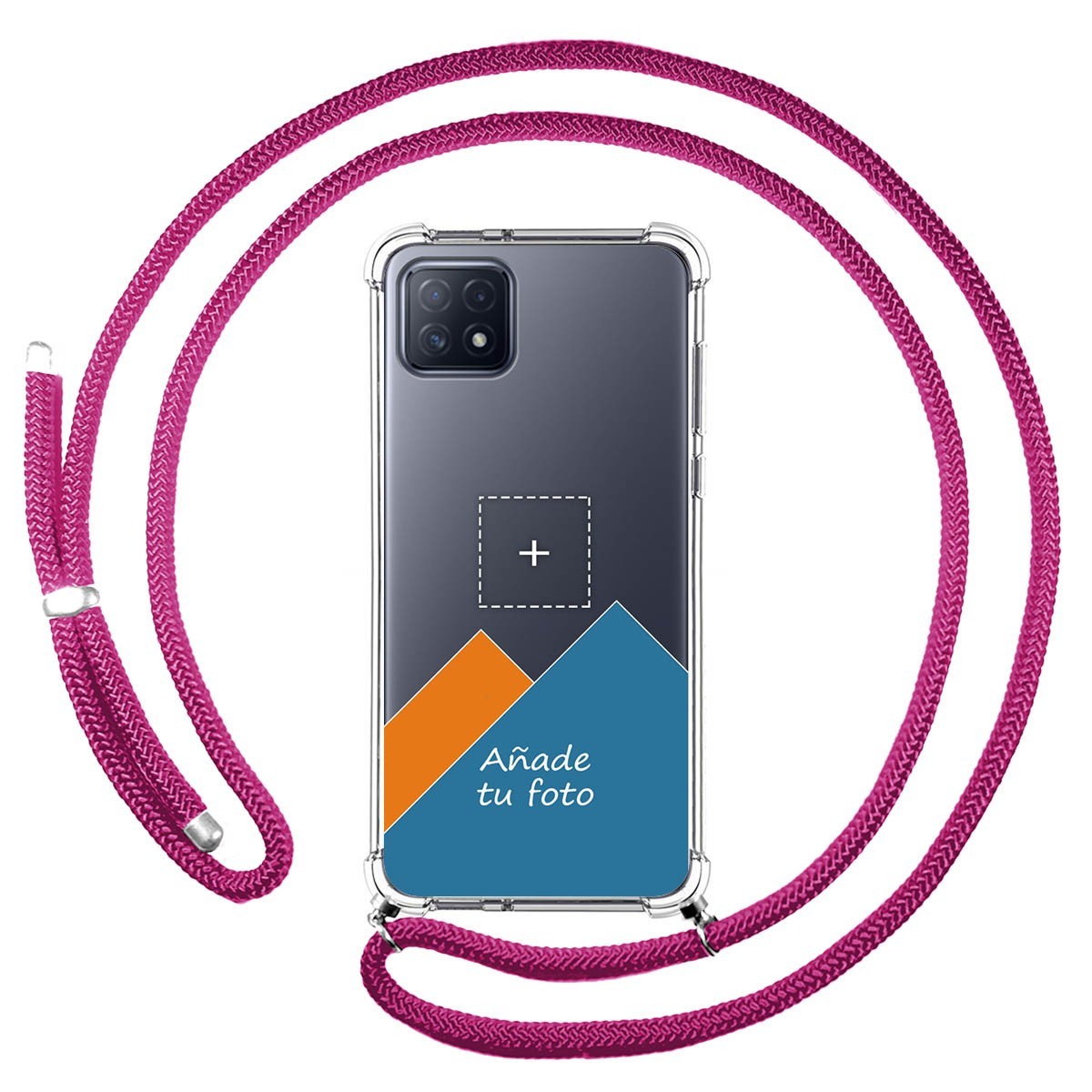 Personaliza tu Funda Colgante Transparente para Oppo A73 5G con Cordon Rosa Fucsia Dibujo Personalizada