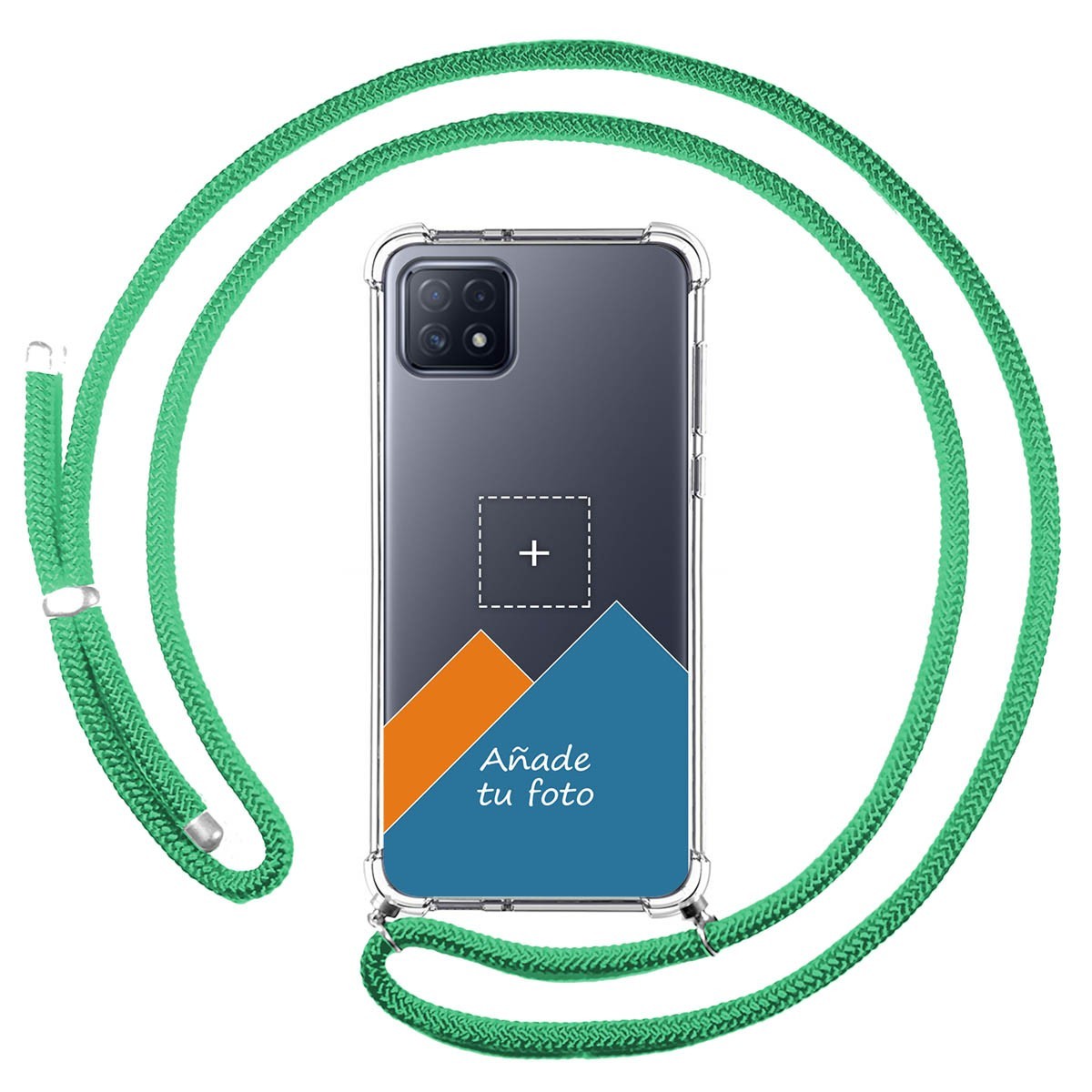 Personaliza tu Funda Colgante Transparente para Oppo A73 5G con Cordon Verde Agua Dibujo Personalizada