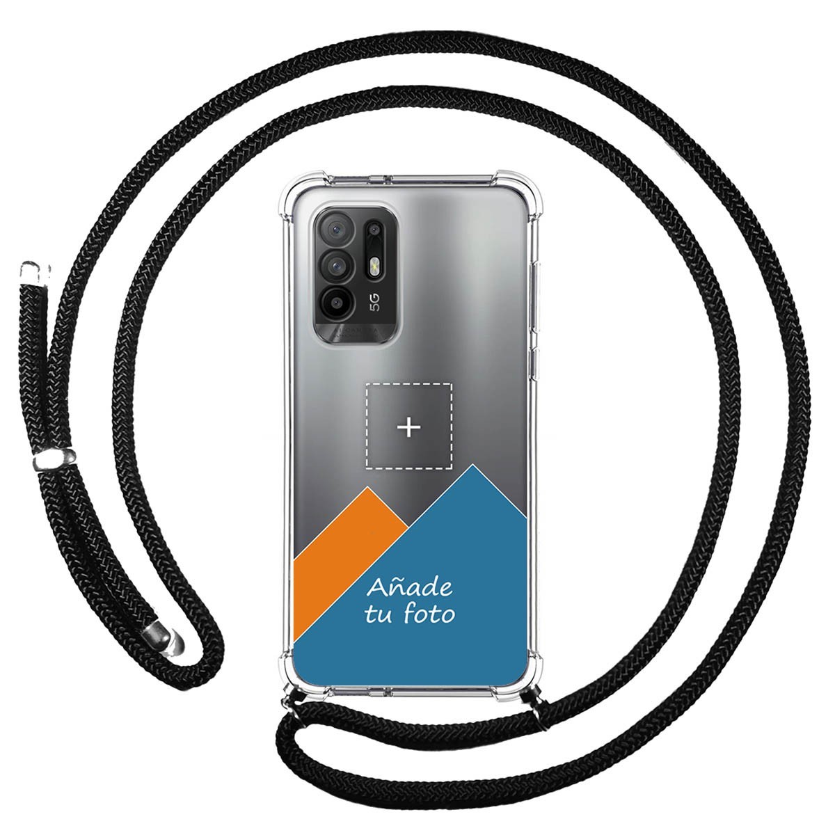 Personaliza tu Funda Colgante Transparente para Oppo A94 5G con Cordon Negro Dibujo Personalizada