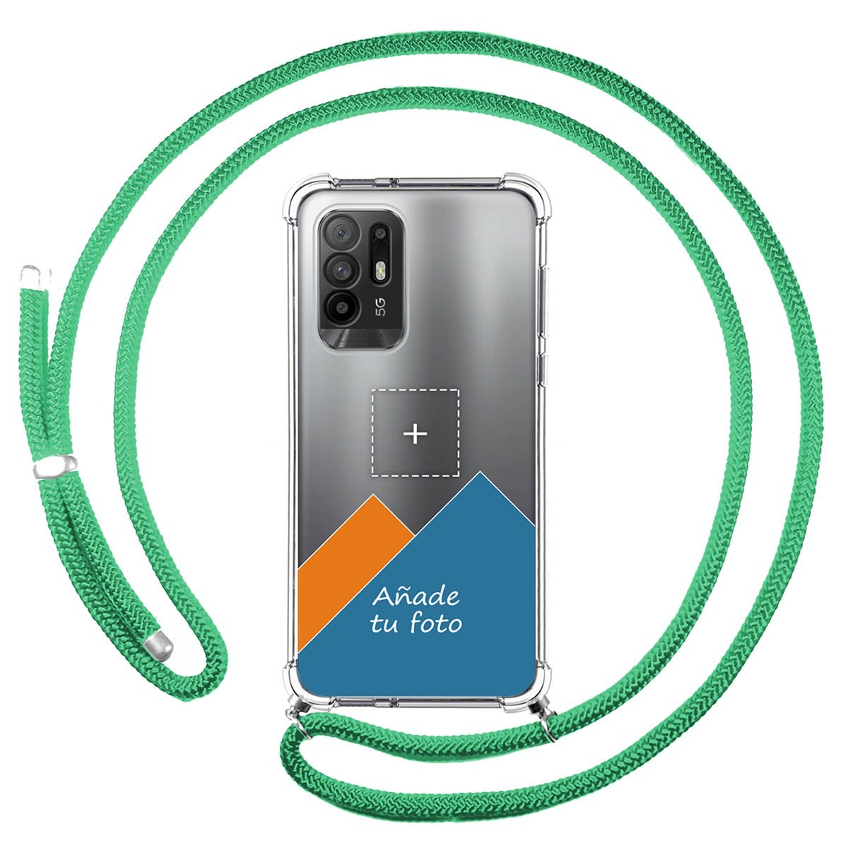 Personaliza tu Funda Colgante Transparente para Oppo A94 5G con Cordon Verde Agua Dibujo Personalizada