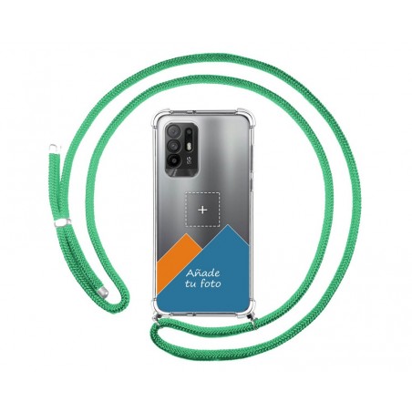 Personaliza tu Funda Colgante Transparente para Oppo A94 5G con Cordon Verde Agua Dibujo Personalizada