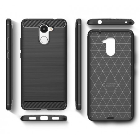 Funda Gel Tpu Tipo Carbon Negra para Huawei Y7