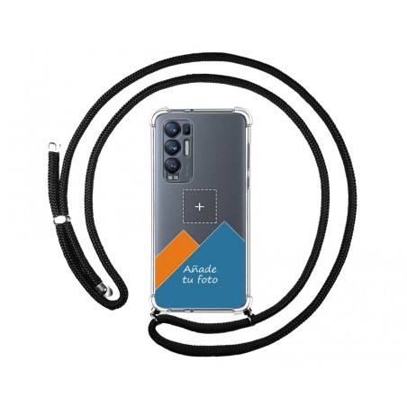 Personaliza tu Funda Colgante Transparente para Oppo Find X3 Neo 5G con Cordon Negro Dibujo Personalizada