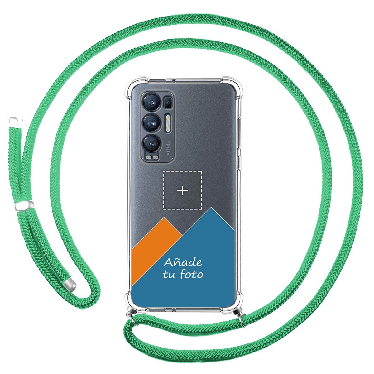 Personaliza tu Funda Colgante Transparente para Oppo Find X3 Neo 5G con Cordon Verde Agua Dibujo Personalizada