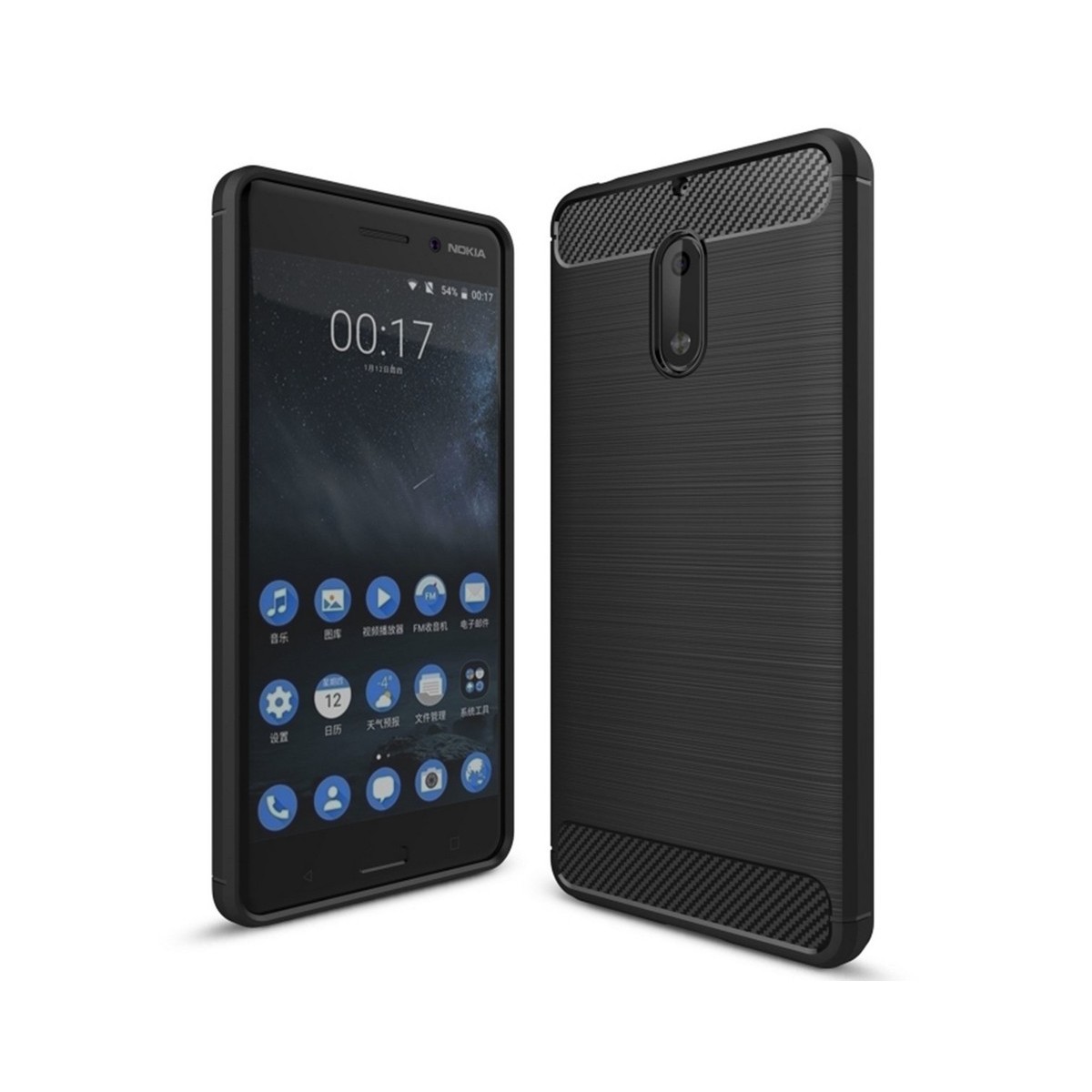 Funda Gel Tpu Tipo Carbon Negra para Nokia 6
