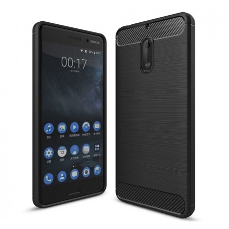 Funda Gel Tpu Tipo Carbon Negra para Nokia 6