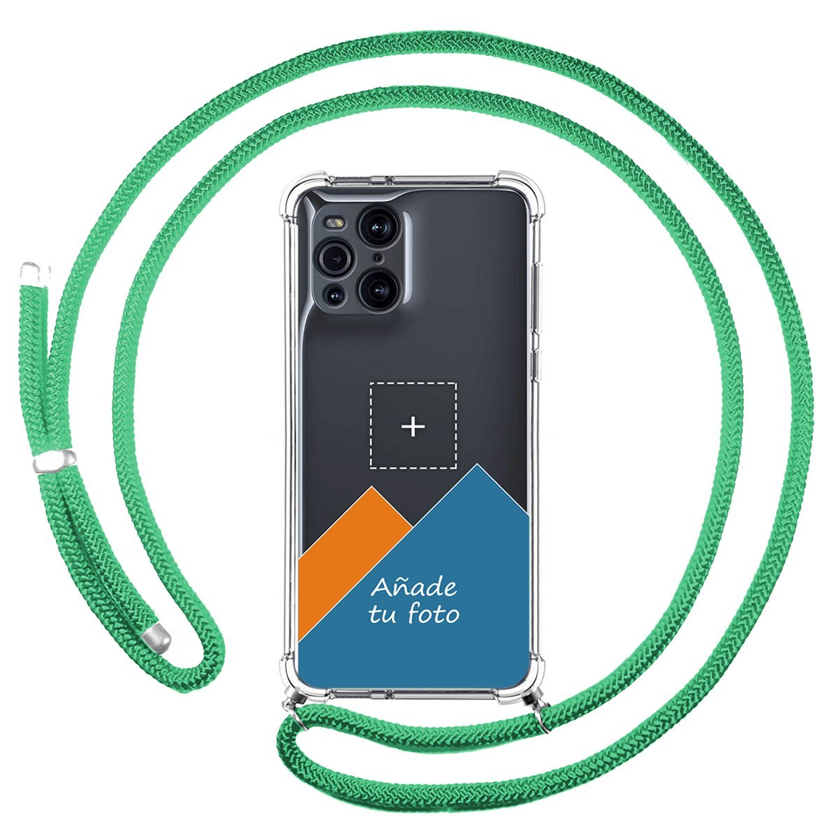 Personaliza tu Funda Colgante Transparente para Oppo Find X3 Pro 5G con Cordon Verde Agua Dibujo Personalizada