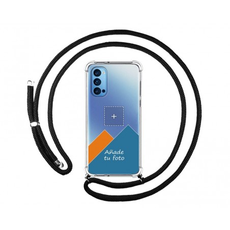 Personaliza tu Funda Colgante Transparente para Oppo Reno 4 5G con Cordon Negro Dibujo Personalizada