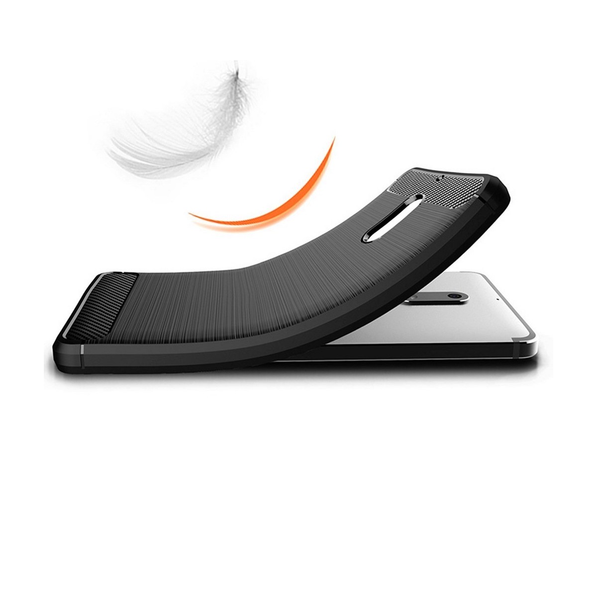 Funda Gel Tpu Tipo Carbon Negra para Nokia 6