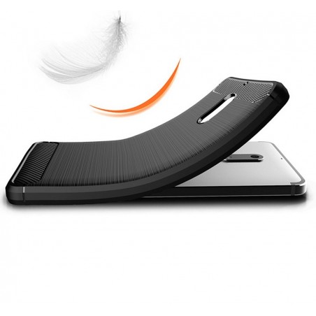 Funda Gel Tpu Tipo Carbon Negra para Nokia 6