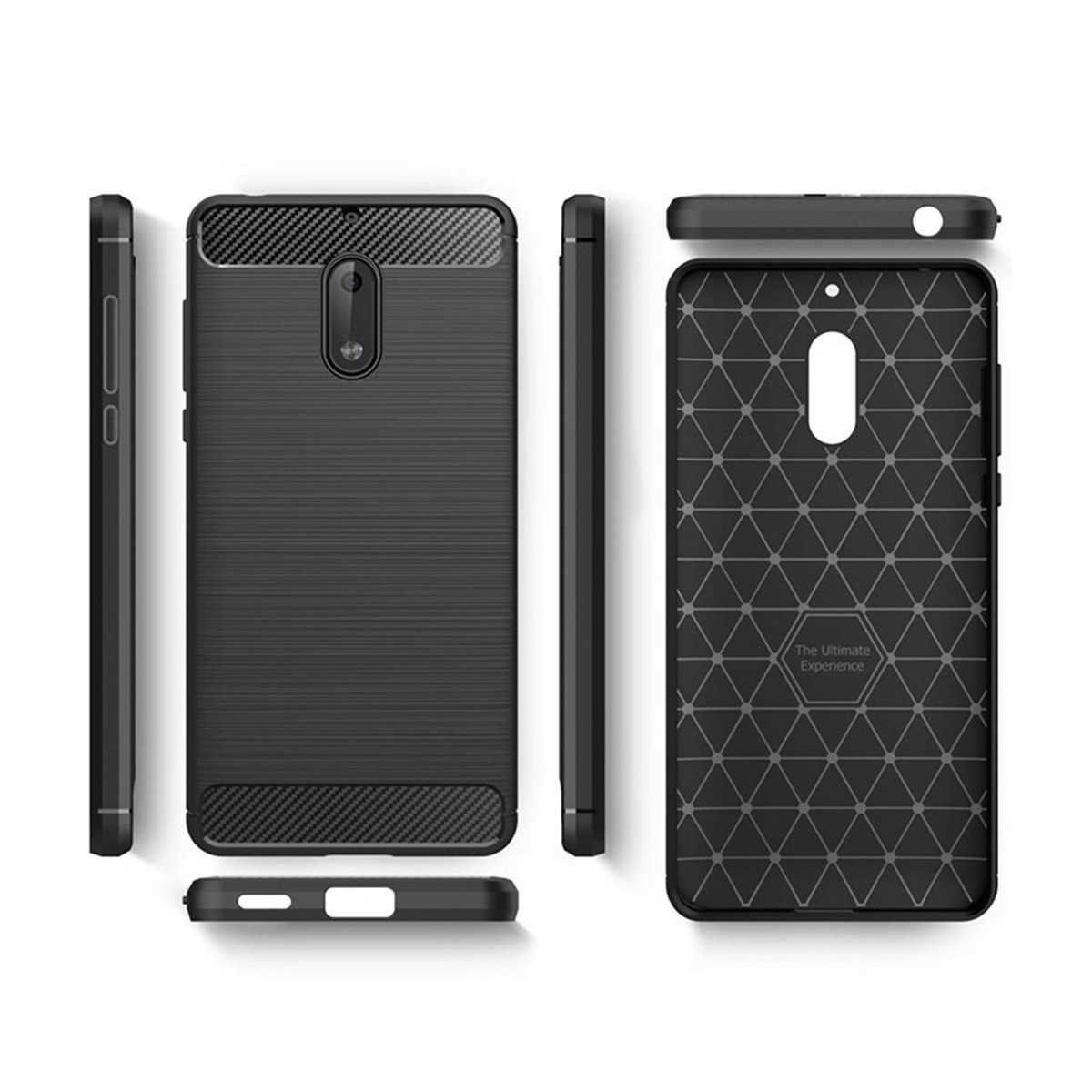 Funda Gel Tpu Tipo Carbon Negra para Nokia 6