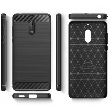 Funda Gel Tpu Tipo Carbon Negra para Nokia 6