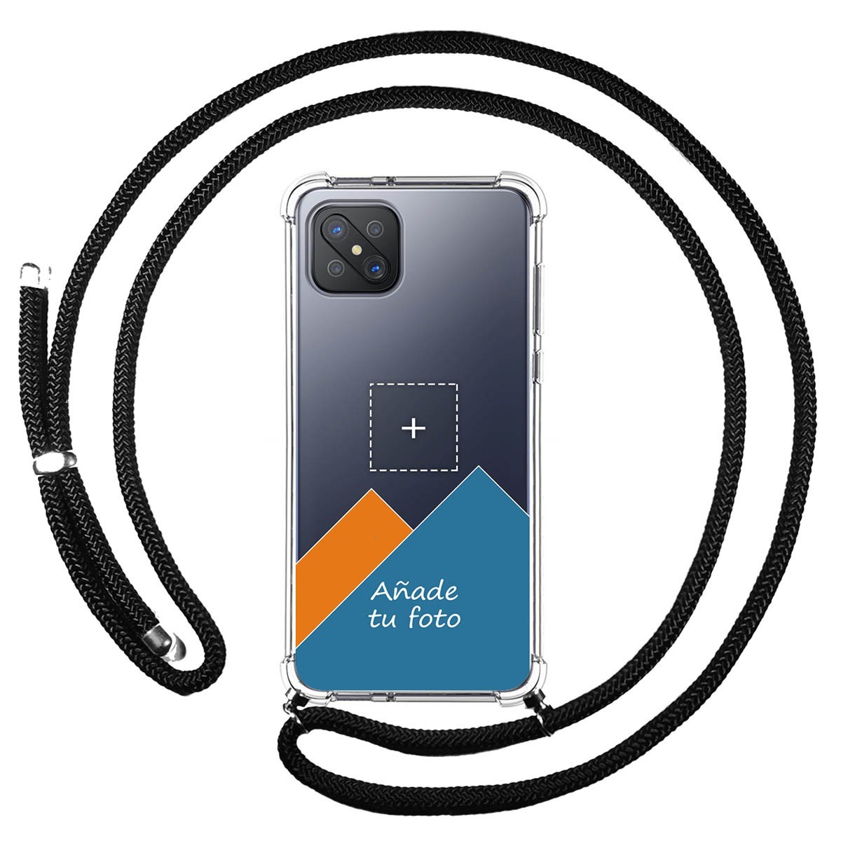 Personaliza tu Funda Colgante Transparente para Oppo Reno 4Z 5G con Cordon Negro Dibujo Personalizada