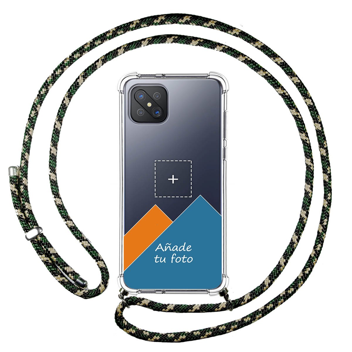 Personaliza tu Funda Colgante Transparente para Oppo Reno 4Z 5G con Cordon Verde / Dorado Dibujo Personalizada